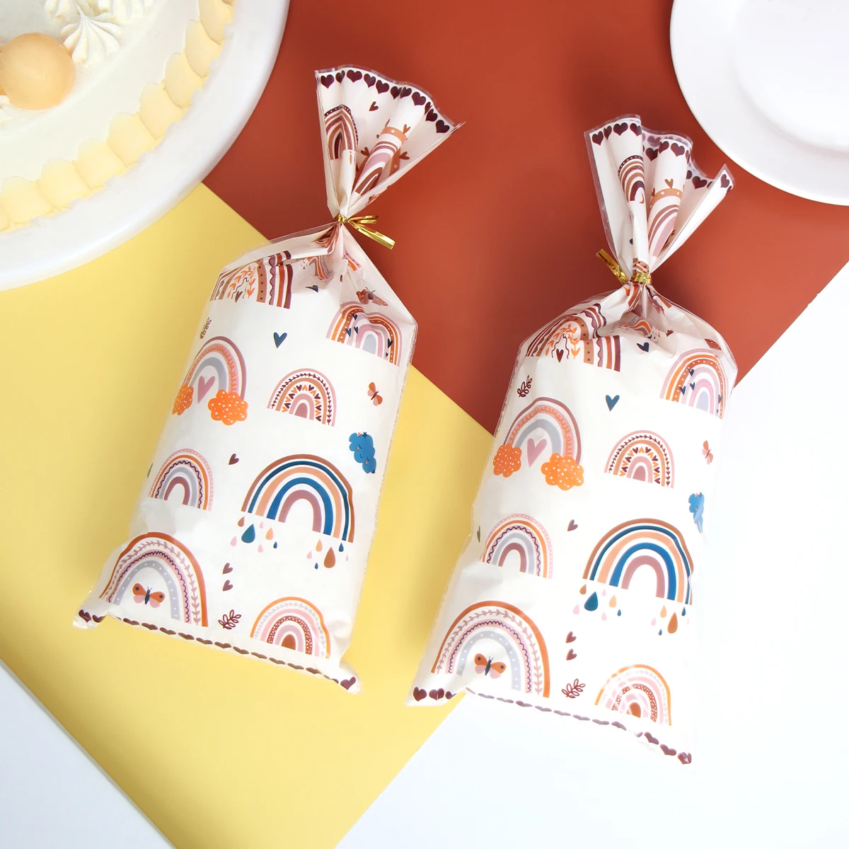 Boho 레인보우 케이크 가방, 생일 파티 장식, 아이 베이비 샤워 선물 가방