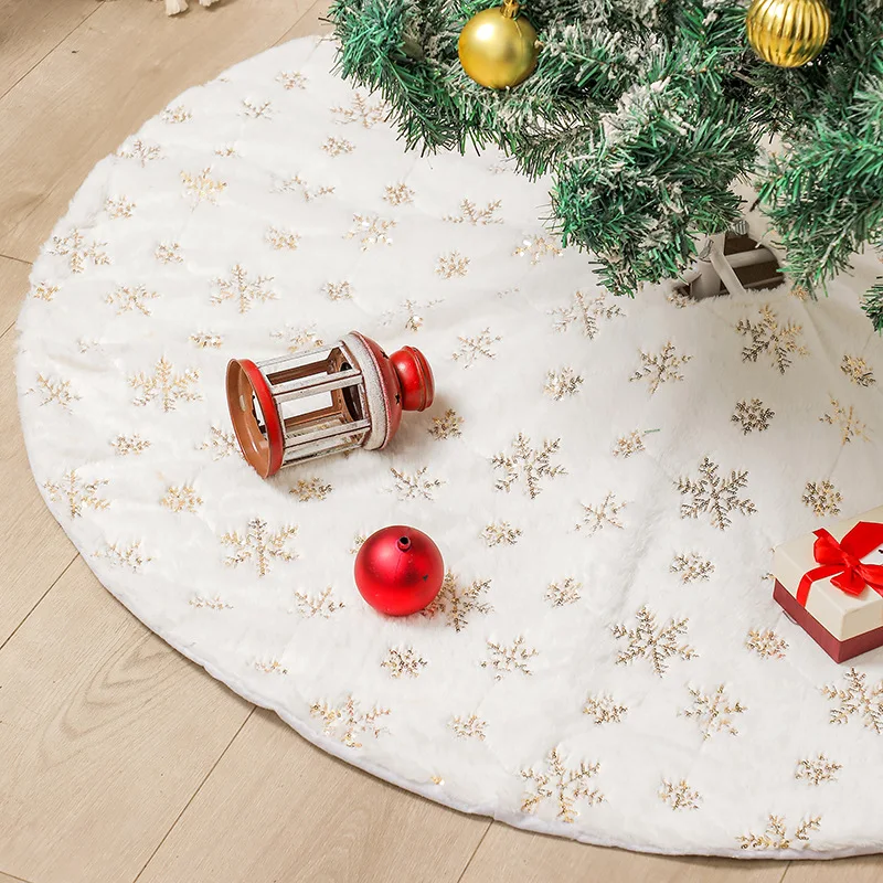 

Plush Christmas Tree Skirt Gold Silver Star Pattern Xmas Tree Dress 90cm Merry Christmas Holiday Party Home Decoration Supplies