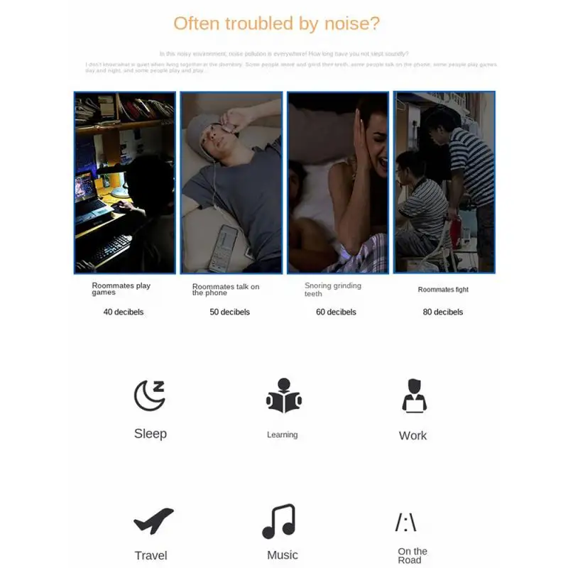 Noise Reduction Rate 25db Soundproof Earplugs Ergonomic Design Swimming And Water Sports Noise Reduction Sleep Earplugs Washable 4