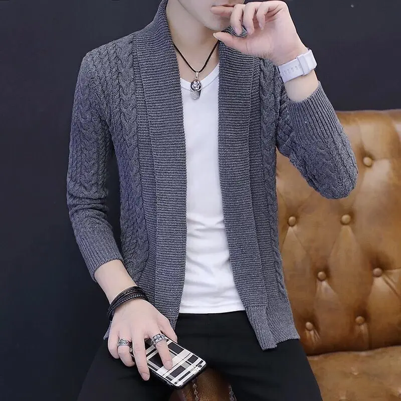 Suéter nuevo de primavera y otoño para hombre, cárdigan coreano, suéter ajustado para hombre, abrigo, suéter atractivo