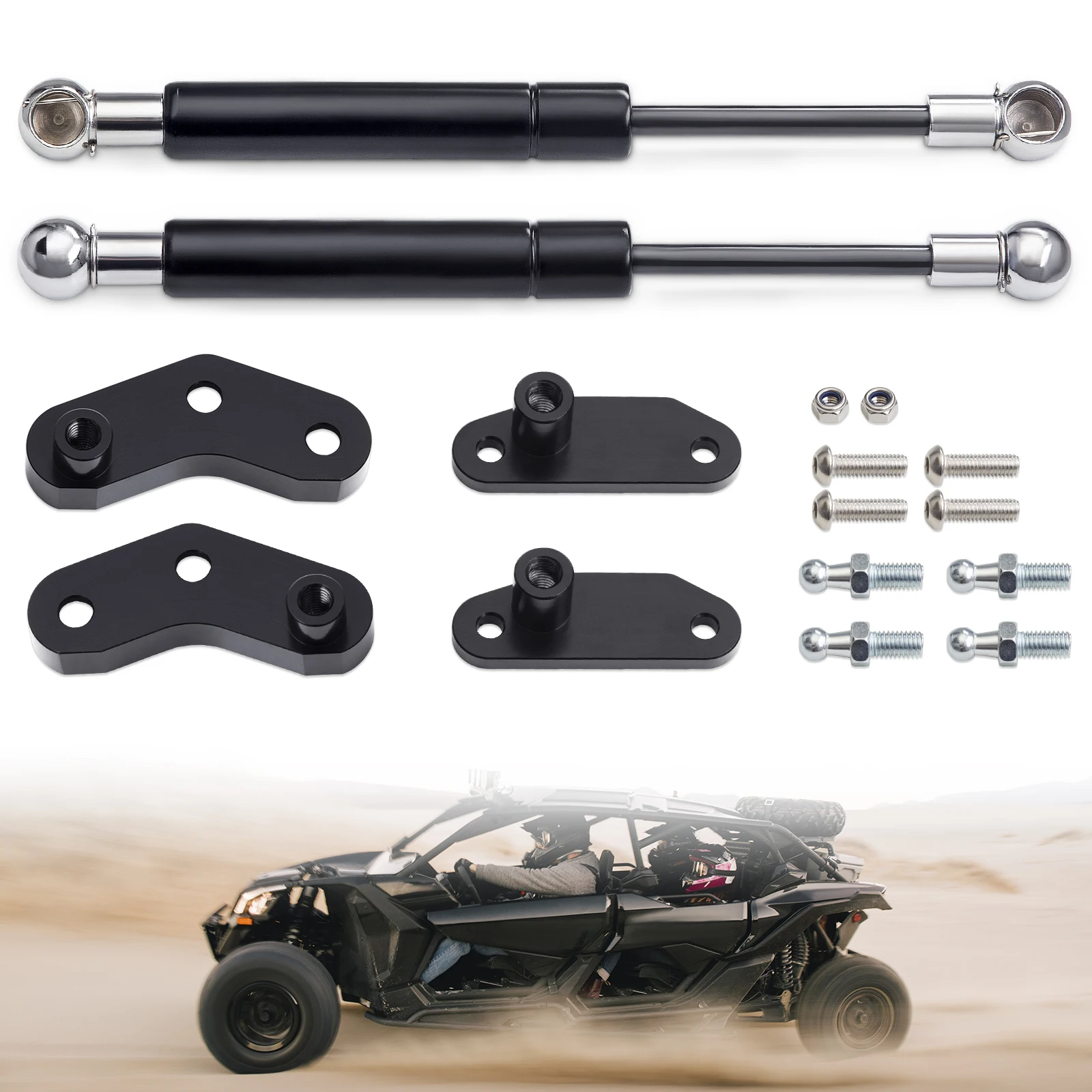 Shock Absorber Door Opener Struts Brackets Sets Black Aluminum For Can-Am Maverick X3 Max 2017-2021 Front Rear Doors Accessories