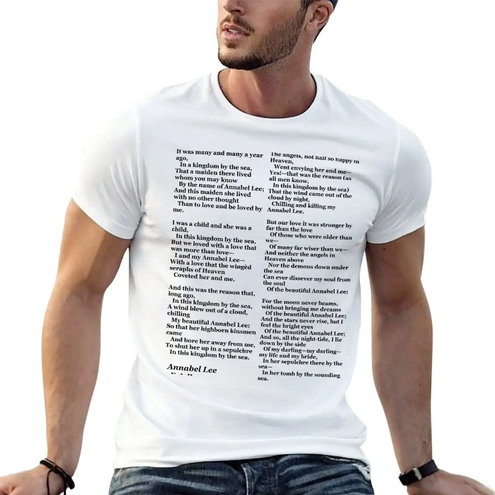 Annabel Lee- Edgar Allan Poe T-Shirt Tees Cute Tops Plus Size T-Shirt In Cotone Da Uomo