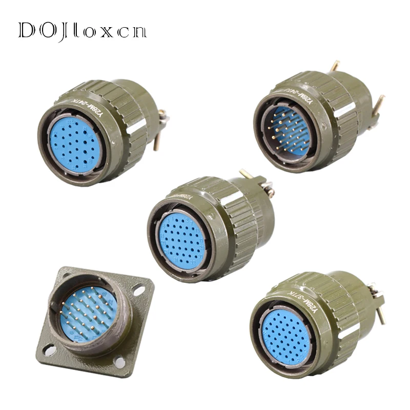 Conector Banhado a Ouro de Plugue de Metal de Aviação Soquete Anticorrosão Y28m24tk Série Ym28 24 Pinos 32 Pinos 37 Pinos Não Ferrugem Conjunto