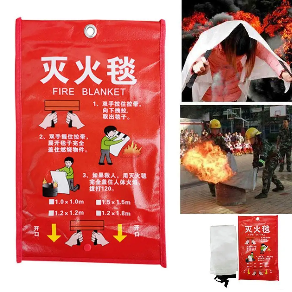 Fiberglass Fire Blanket 1M * 1M Fire Blanket Fighting Fire Extinguishers Glass Fibre Tent Emergency Survival Military Blanket Shelter Safety Cover