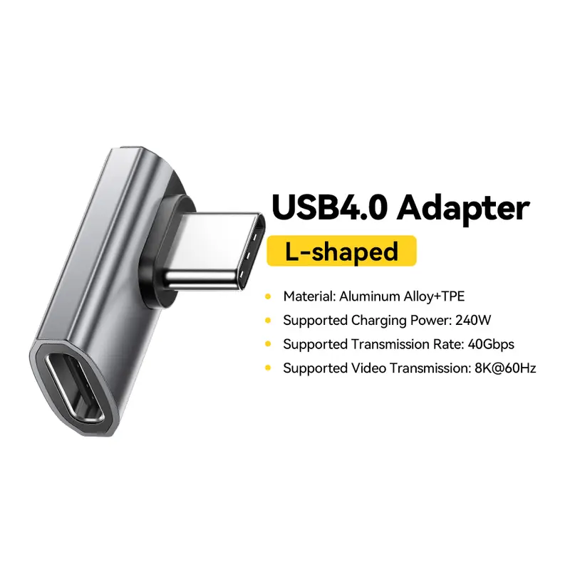 Essager USB4.0 40Gbps OTG Adapter 240W Fast Charging Converter 90 Degree USB Type C Data Adapter For Phone Macbook Laptop 8K60Hz - Image 10