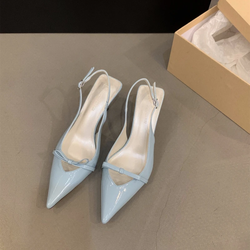 Luxury Designer Slingback Ankle Strap Buckle High Heel Shoes Stiletto Heel Pointed Toe Dress Pumps Women Shallow Sandalias women slingback sandals women high heels shoes women dress shoes