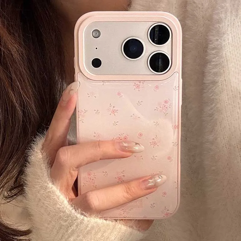 รูปสินค้า เคสโทรศัพท์ลายดอกไม้สีชมพูเกาหลี