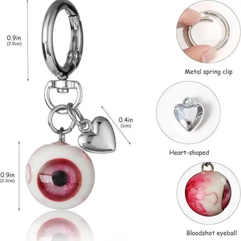 Gothic Dämon Auge Schlüsselanhänger Herzförmige Schnalle Anhänger Halloween Charms Schlüsselanhänger Party Rucksack Dekor Schmuck Zubehör Geschenk – Detail 6