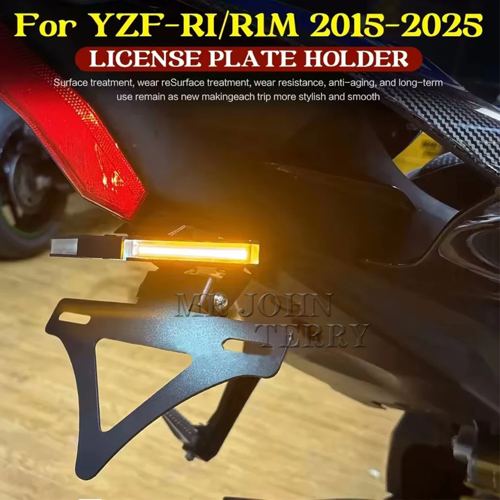 야마하 YZF R1M R1 2015-2025용 오토바이 번호판 홀더 LED 라이트 테일 타이디 펜더 번호판 홀더 YZF-R1 YZFR1