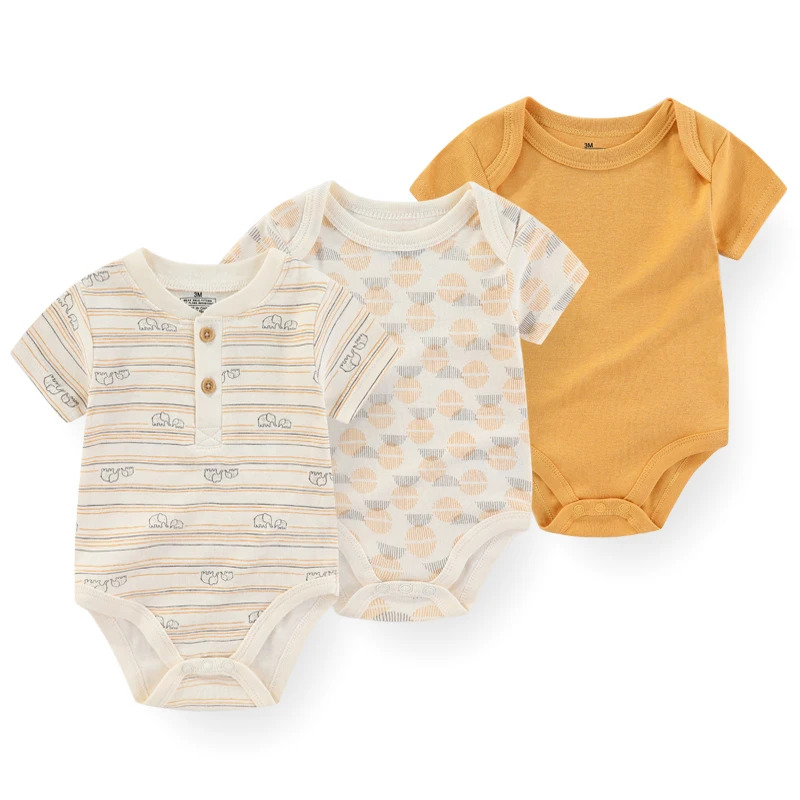Kiddiezoom 3 Pcs Summer Fashion Cartoon Baby Boy Girl Bodysuits Soft Newborn Onesies Clothing 3