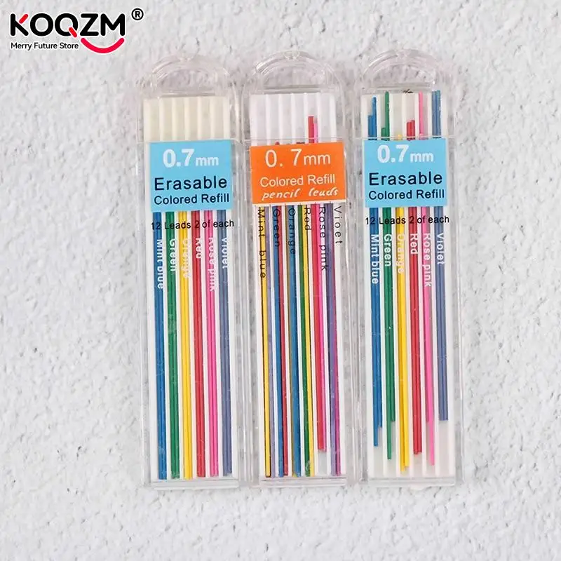 1box-3 Boxes 0.7mm/0.5mm Colored Mechanical Pencil Refill Lead Erasable Student Stationary Supplies Art Sketch Drawing Supplies