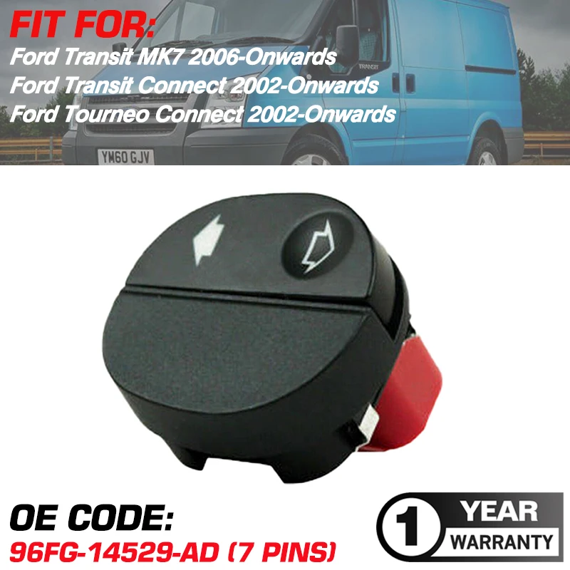 Muslimpower Interruttore Finestra Principale Per Ford Transit Mk7 Ford Transit Connect Ford Tourneo Connect 2002-In Poi 7 Pin