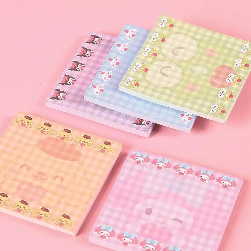 

New Kuromi Sanrios Memo Book Kawaii Mymelody Note Pad Cinnamoroll Pompurin Keroppi Cartoon Writing Notebook School Office Supply