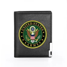 

Classic United States Badge Printing Leather Wallet Men Women Billfold Slim Credit Card/ID Holders Short Purses
