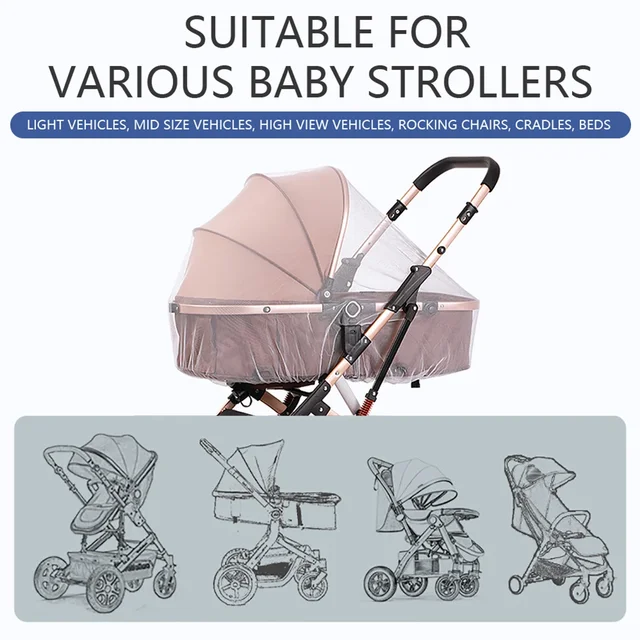 Mosquito Net For Baby Stroller Summer Pram Insect Shield Net Infants Pushchair Cart Safe Protection Mesh Pram Accessories 5