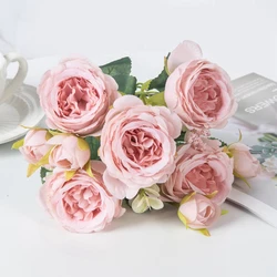 Elegant White Silk Peonies for Home and Event Decoration (Light Pink)