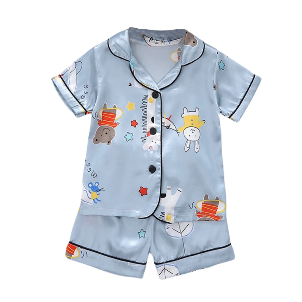 2 pcs Home Children's set Cute Cartoon Sleepwear 1-6 years Kids Boys Girls Short-sleeved Shorts Pajamas