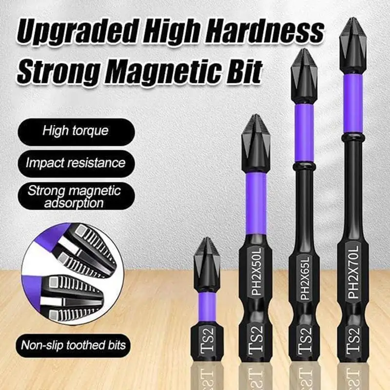

New 6pcs Magnetic Batch Head Impact Strong Cross PH2 High Hardness Screwdriver Set Anti Non-slip WaterProof Bits Set