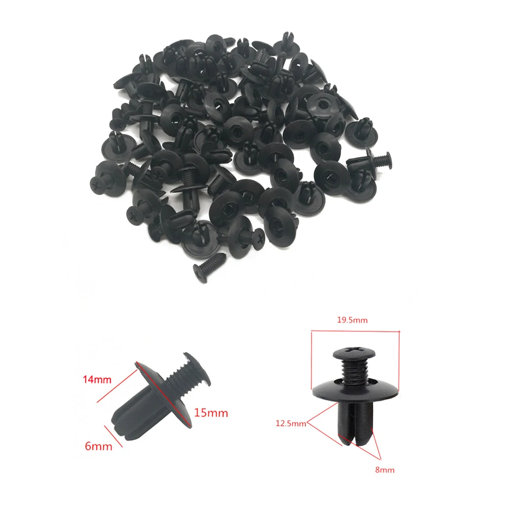Sourcing Map 50Pcs Vehículo Paragolpes Agujero Puerta Clip Grapa Negro 23mm 8mm
