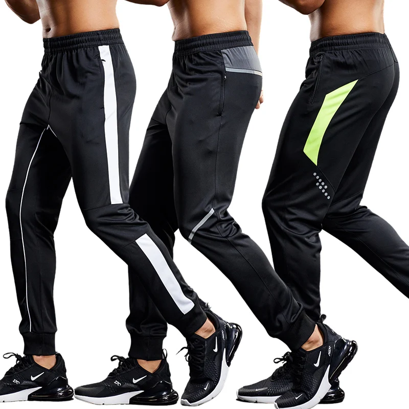 Mens Running Sport Pants with Zipper Pockets Football Training Joggings Sweatpants Basketball Soccer Trousers Plus Size for Male