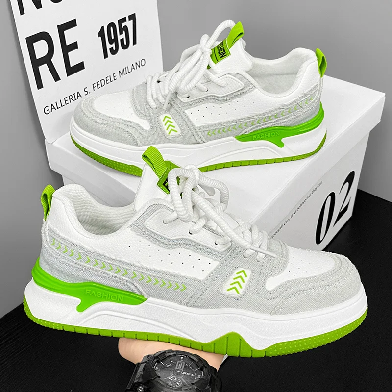 

Spring Summer Fashion White Green Men's Skateboard Shoes Comfort Platform Sneakers Men Casual Sports Shoes Zapatillas De Skate