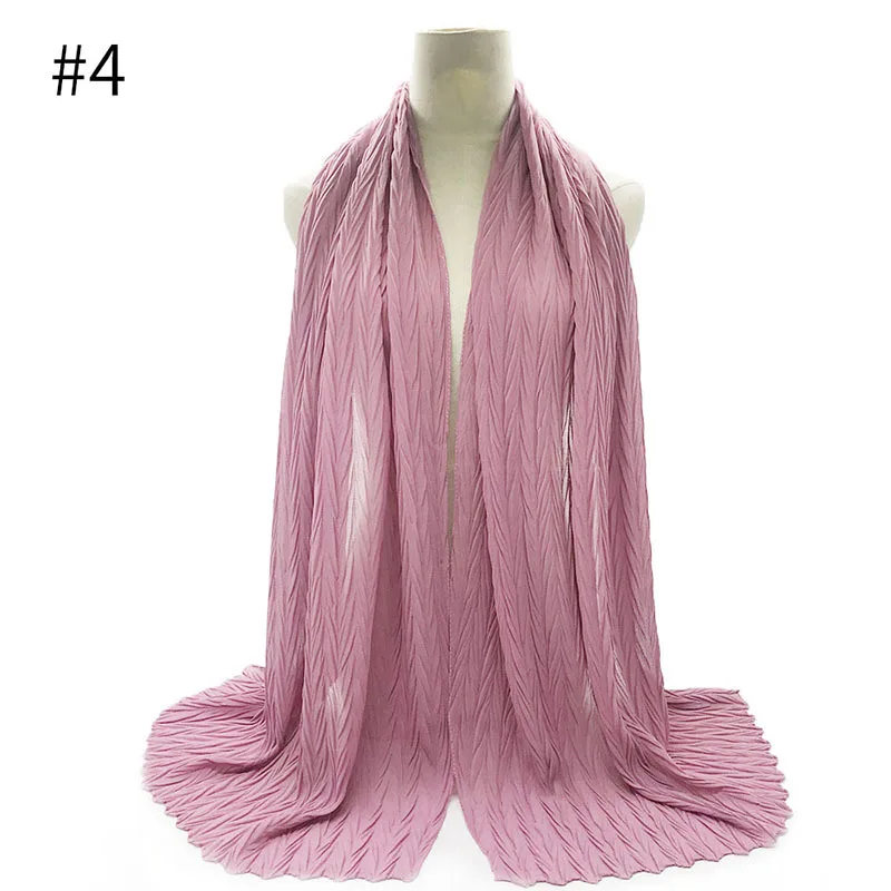 New Pearl Chiffon Pleated Monochrome Crumpled Long Scarf Women's Summer Ethnic Baotou One Piece