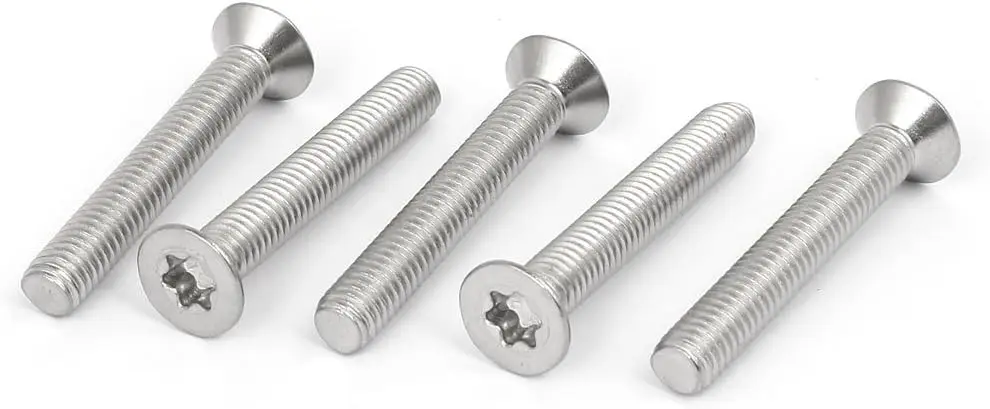 

Keszoox M6 x 40mm 316 Stainless Steel Flat Torx Head Machine Screw Silver Tone 5pcs
