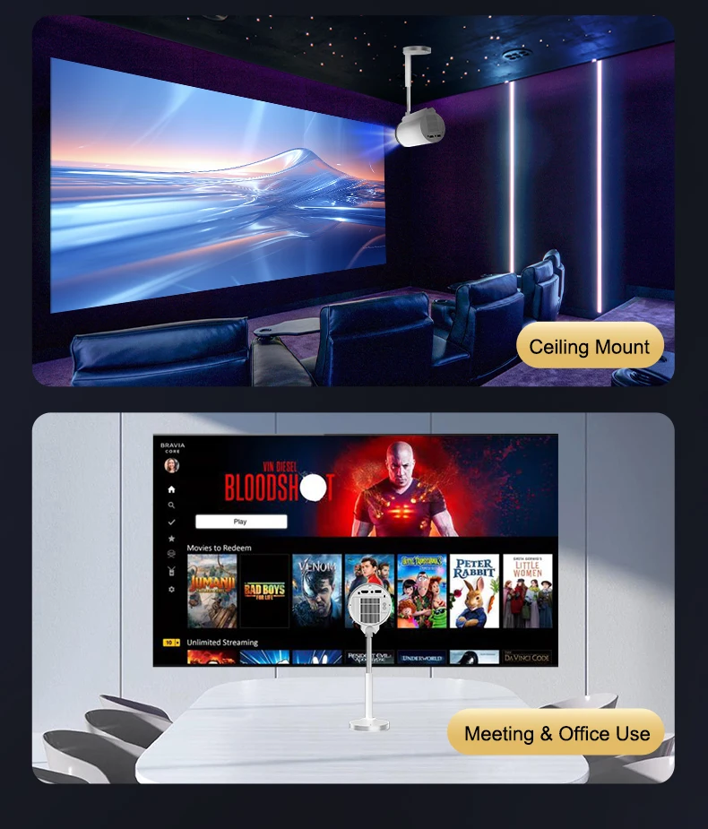 Smart Mini Hidden lifting Gimbal Projector 4K Portable with Wifi 6 Bluetooth 5.0