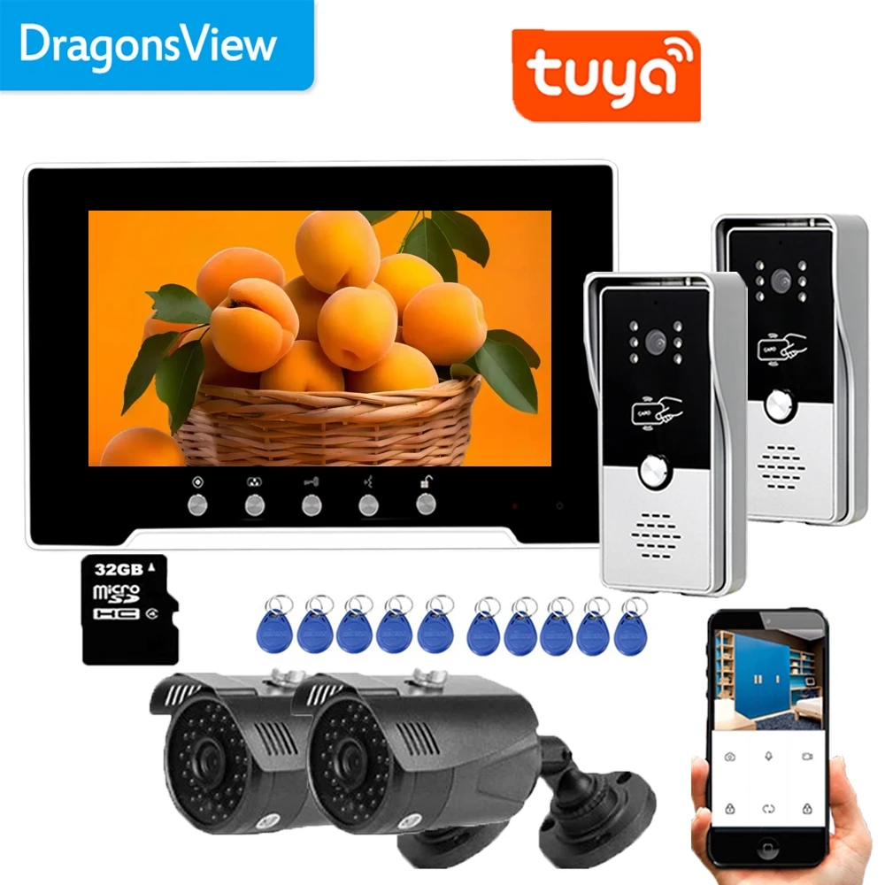 Dragonsview Tuya 1080p interphone vidéo Wifi intelligent avec caméra de sécurité CCTV visiophone pour Villa écran tactile de 7 pouces