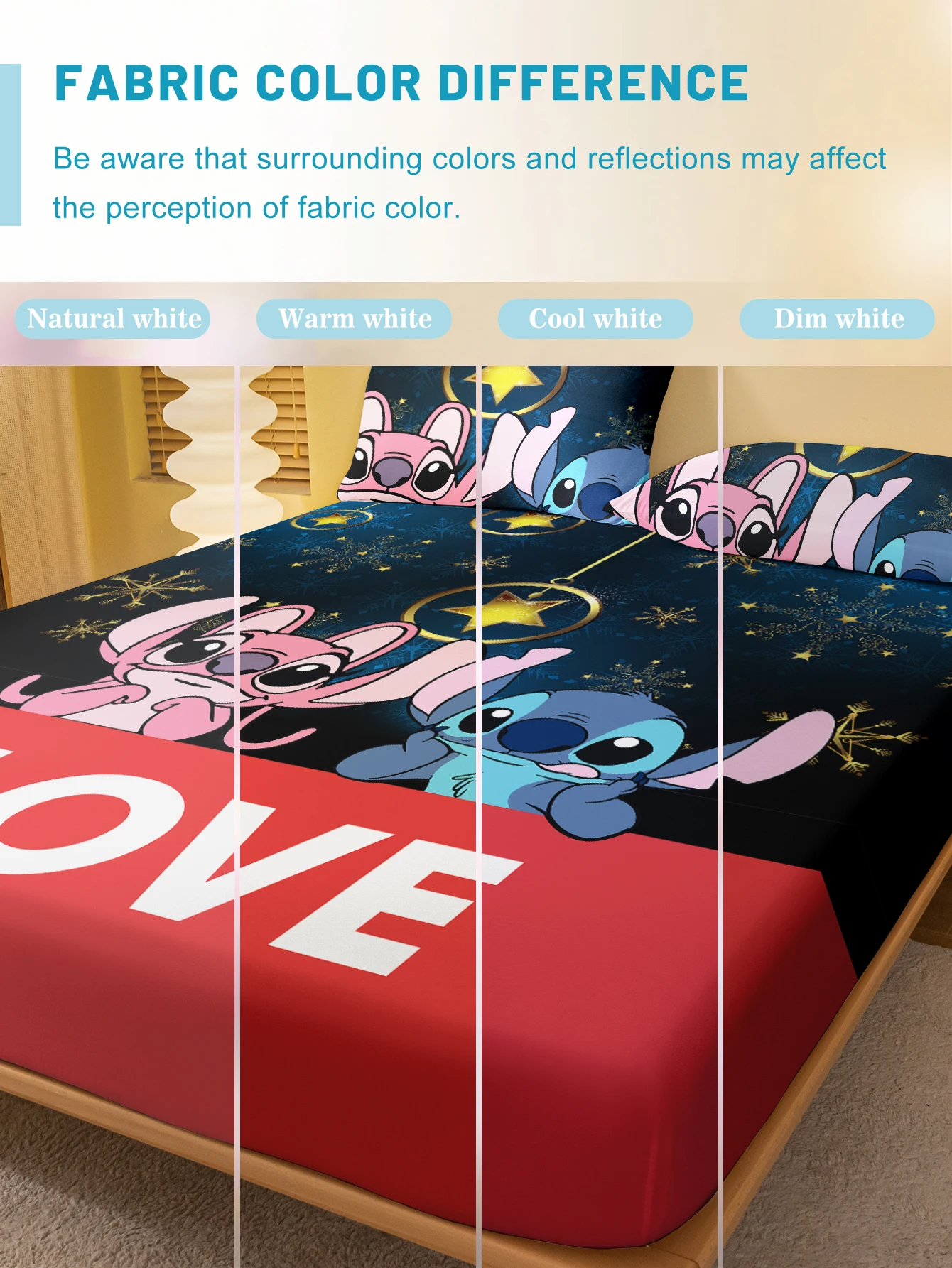 1 cartoon cute Stitch pattern digital printed frosted Fitted Sheet,bedroom printed bed cover,bedding(No pillowcase) 4