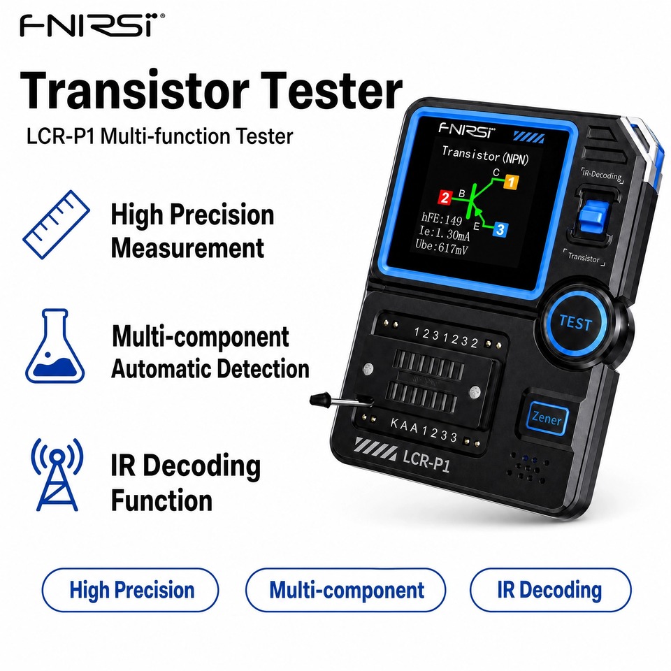 Transistor Tester LCR Meter Smart Auto Identification Infrared Decoder Zener Diode up to 32V 1.44" Color Screen for Engineer DIY