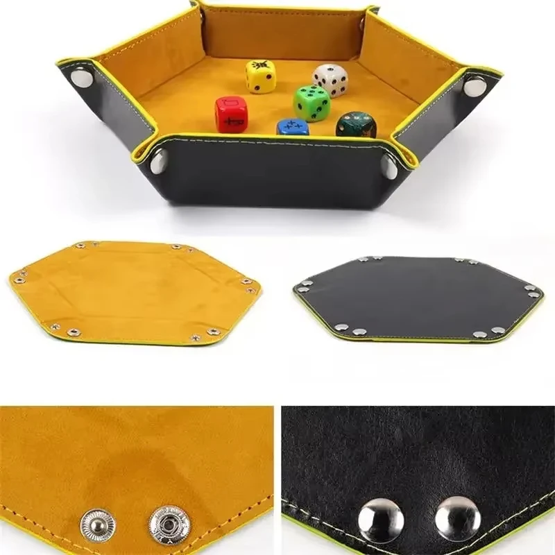 Dice Tray 1pc Hexagonal Dice Tray and Miscellaneous Storage Box Board Game Dice Tray Accessories Leather Tower