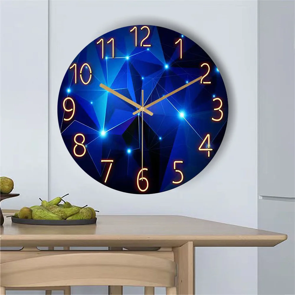Glass Wall Clock Modern Design Landscape Light Luxury Colorful Art Reloj Pared Decorativo Clocks Living Room Bedroom Home Decor - 4