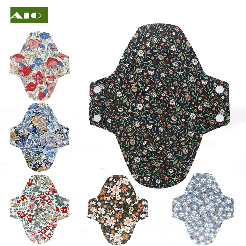 AIO 2Pcs22*28cm Washable Organic Sanitary Pads Reusable Menstrual Panty Graphene Liner Waterproof Mom Incontinence Cloth Napkins