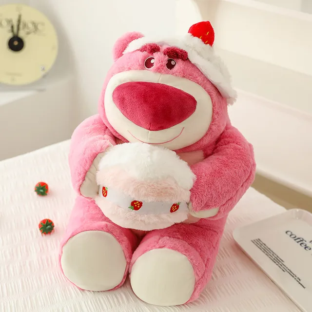 Disney's New Cake Strawberry Bear Plush Doll Cute Throw Pillow For Girls And Children Gift Pp Cotton Filled Soft Short Plush