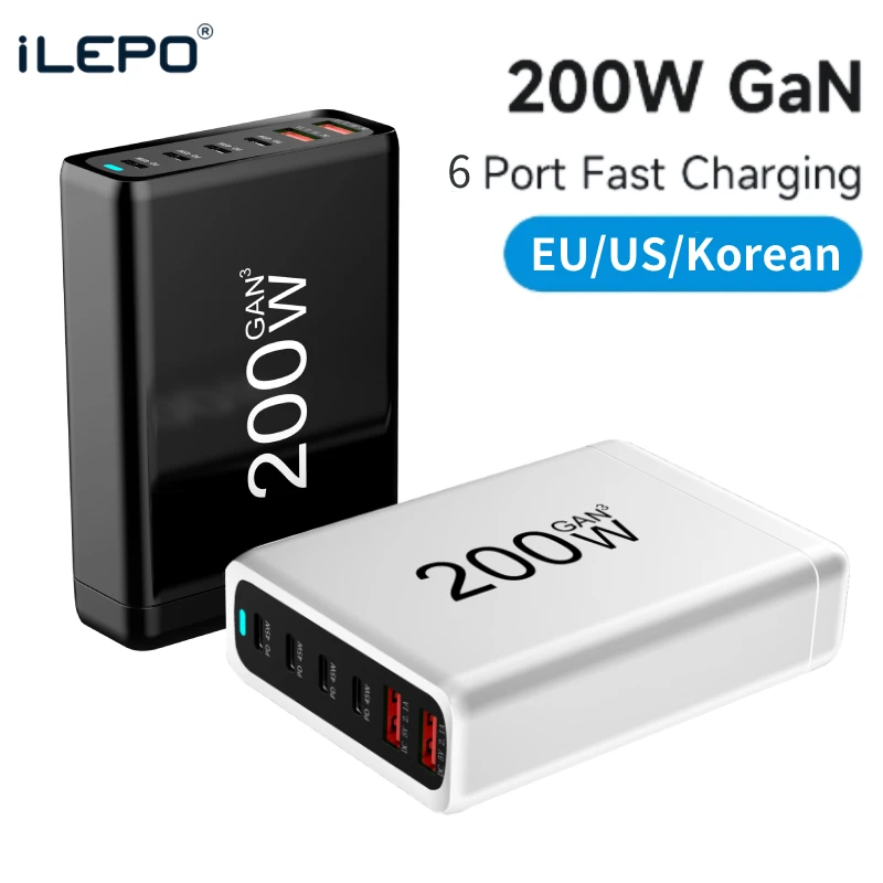 

Сетевое зарядное устройство с 6 USB-портами, 200 Вт, 120 Вт