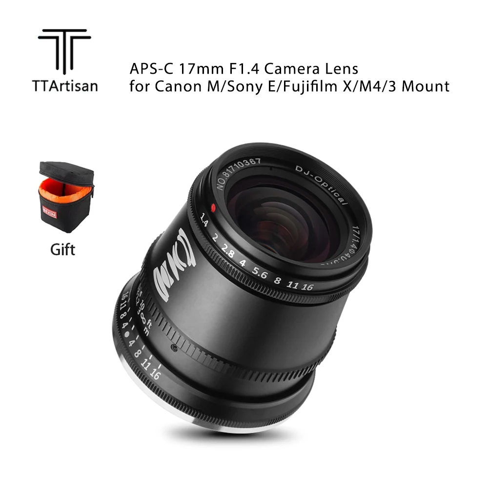 Ttartisan 17Mm F1.4 Aps-C Obiettivo Per Fotocamera Con Messa A Fuoco Manuale Per Obiettivo Per Fotocamera Sony E Fuji X Canon M Panasonic Olympus M43 