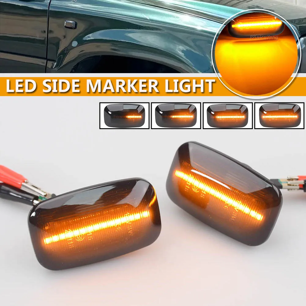 2 Stück für Toyota Land Cruiser Landcruiser 70 80 100 Serie Dynamische LED-Seitenmarkierungsleuchten Fließende Blinkleuchten
