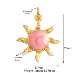 Radiant Celestial Compass Charm Pendant in Gold Finish - Star, Moon, & Sun Design (S393161K2 - Pink)