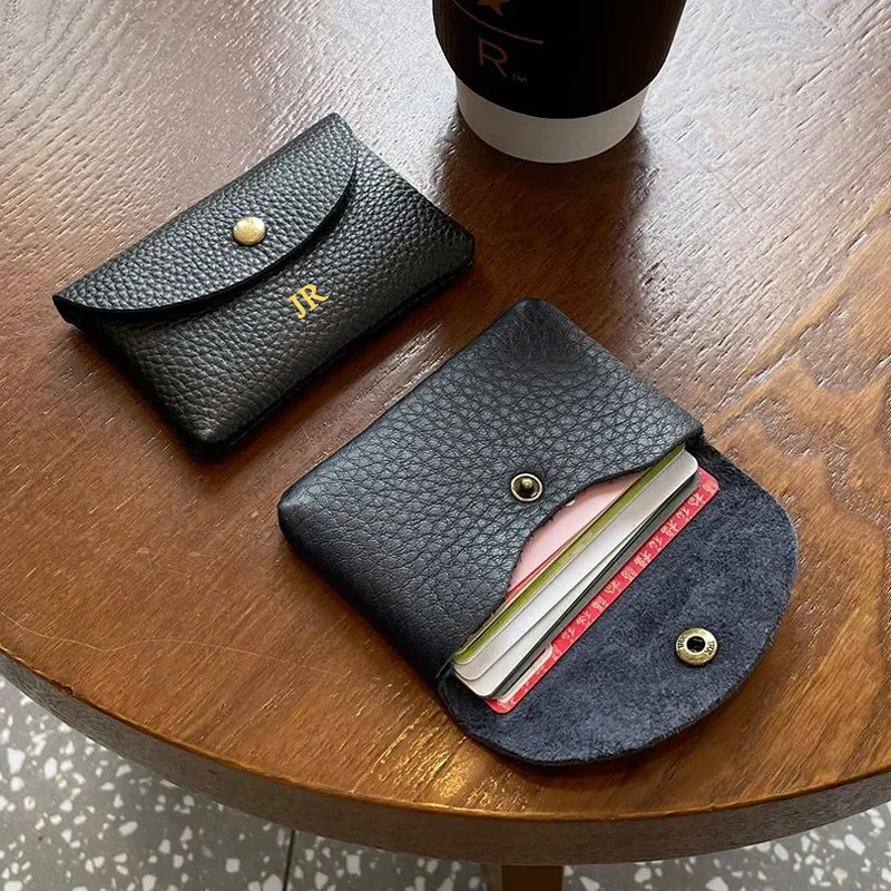 Coin purse coin wallet change bag custom letters fashion women small coin purse genuine leather mini envelope change bag simple buckle large capacity card bag