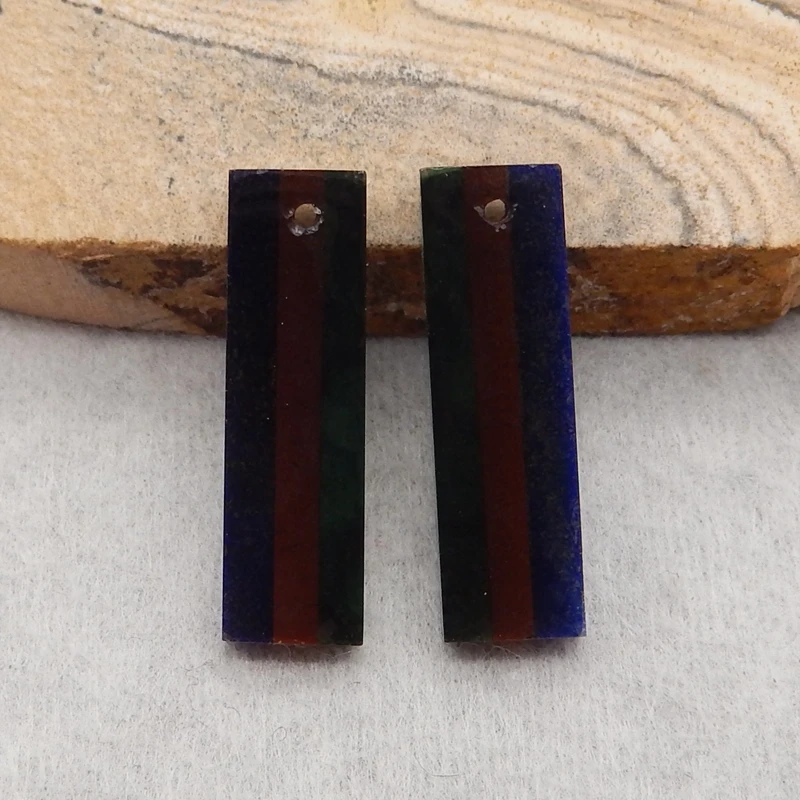 Natural Stone Gemstone Lapis Lazuli Red River Jasper Malachite Earrings Accessories For Women 23x7x3mm 2g