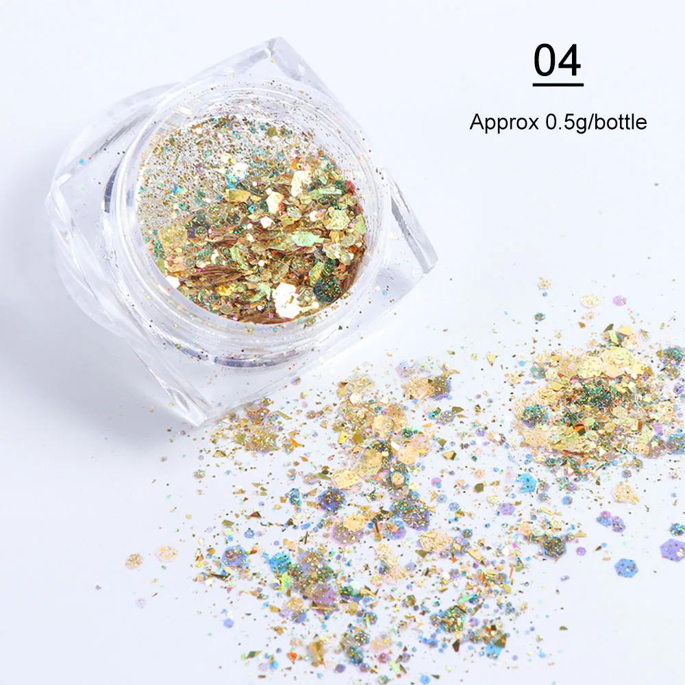 Shiny Glitter Powders For Nails Hexagon Irregular Flakes Paillette 1Box nail powder,nail glitter,nail decoration,nail decorations,nail flakes,nail powder set