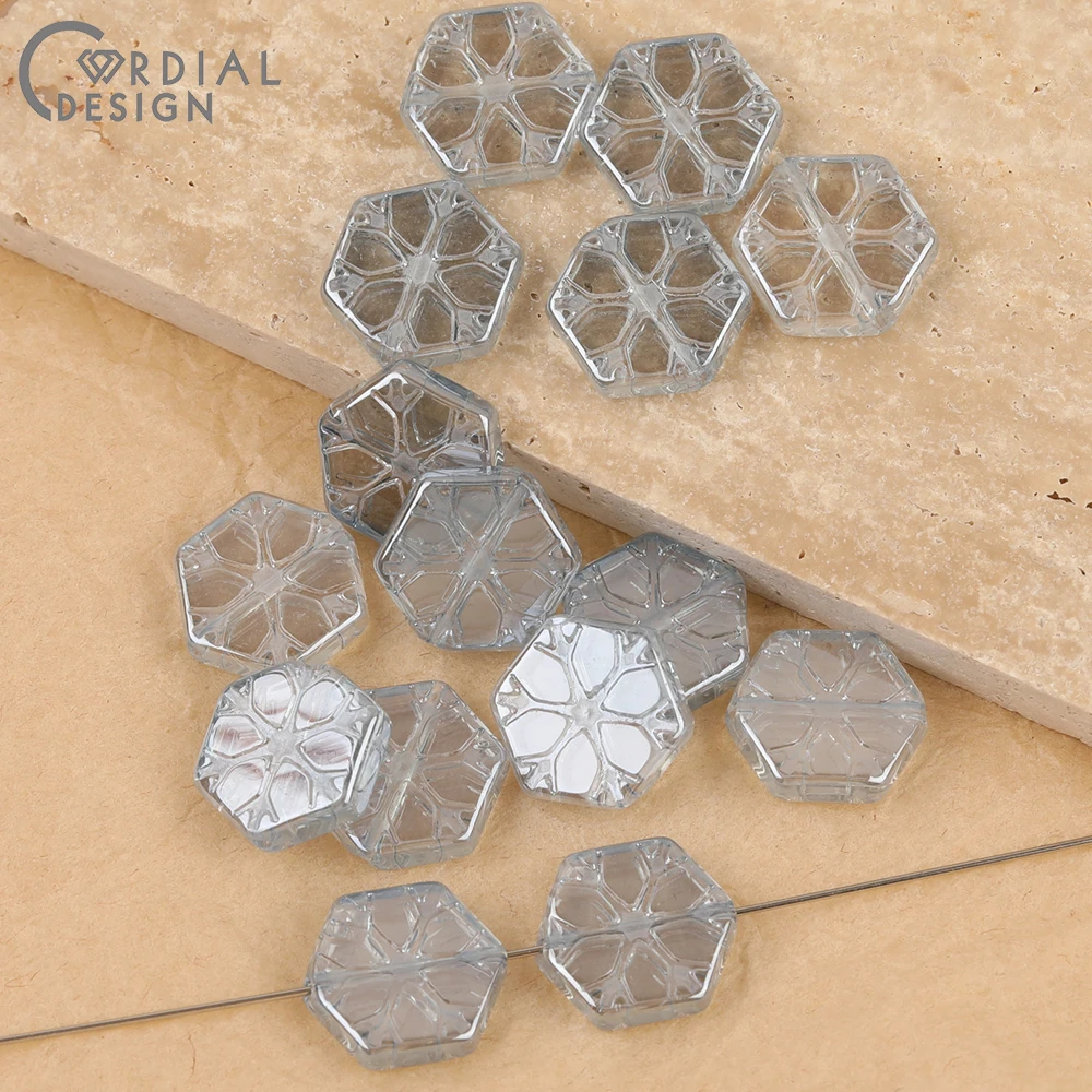 Cordial Design 15*16MM 200pcs Aurora Effect/DIY Glass Bead/Carving Effect/Hand Made/Geometry Shape/Jewelry Findings & Components - cordial