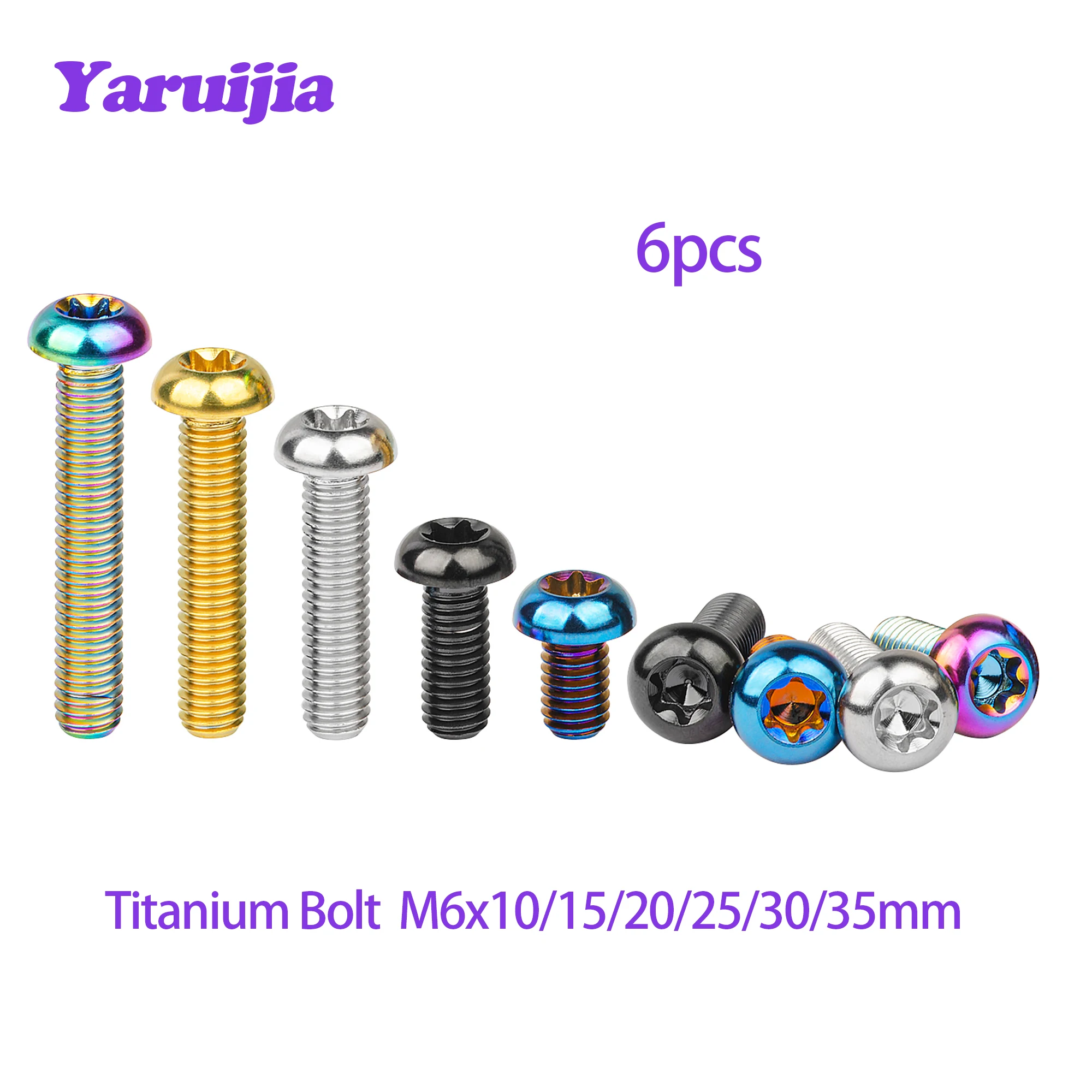 Yaruijia-parafuso de Titânio para Fixação de Bicicleta Cabeça de Cogumelo Parafusos Torx M6x10 15 20 25 30 35 mm