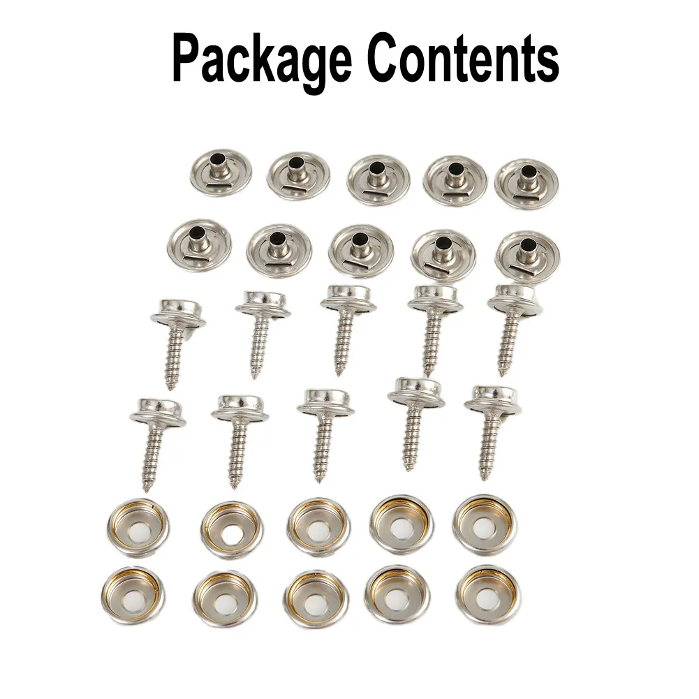 30pcs Cap Screw Kit Stainless steel For Tent Boat Marine Waterproof Marine boat covers Awnings Silver Applicable