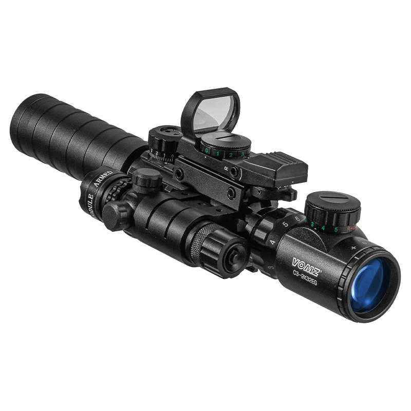 Rifle Scope VOMZ 3-9X32 EG Tactical Optic Red Green Illuminated Riflescope Holographic Reflex 4 Reticle Red Green Dot Combo Hunting Scope
