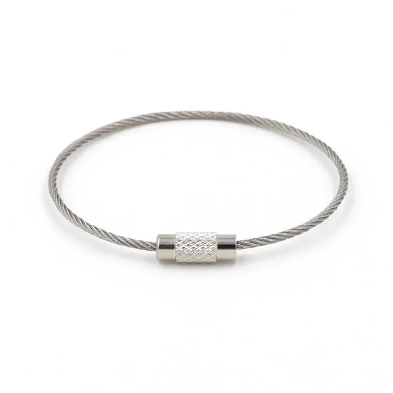 100PCS EDC Keychain Tag Rope Stainless Steel Wire Cable Bags Loop Screw Lock Gadget Keys Chains Hanging Rings Camping DIY Tools