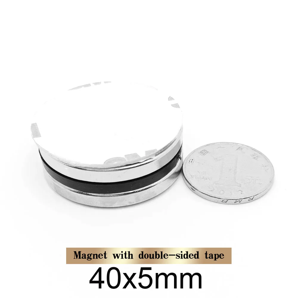 1/2/3/5PCS 40×5 Bulk Round Search Magnet With 3M Double-Sided Adhesive Tape 40x5mm Disc Strong Neodymium Magnet 40*5