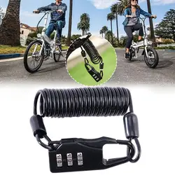 Helmet Lock Portable Steel Cable Lock 3 Digit Password Combination Bicycle Helmet Lock Mountain Bike Wire Lock Bike Accessories