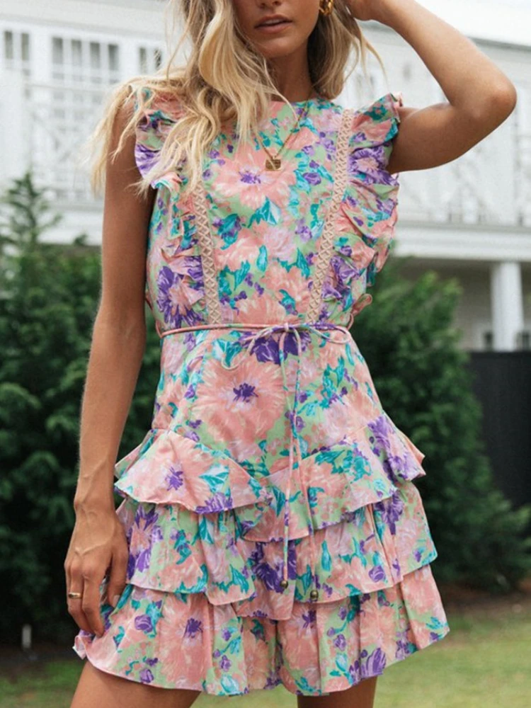 Женское ажурное платье с открытой спиной повседневное короткое платье-мини